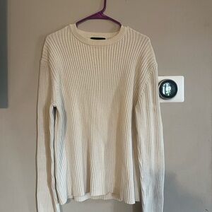 Cream Ribbed Knit Sweater